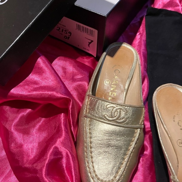 Chanel Gold Slip-On Loafers - Picture 7 of 12